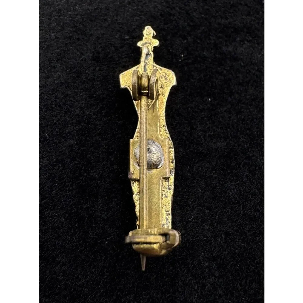 Vintage Gold Tone Petite Dress Form Mannequin Seamstress Small Pin Brooch Unique